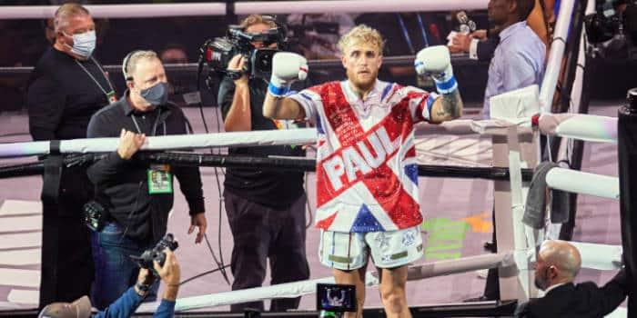 Jake Paul on a boxing ring in Tampa, Florida