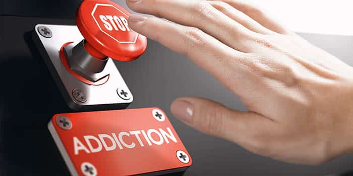 Person presses a "stop addiction" button