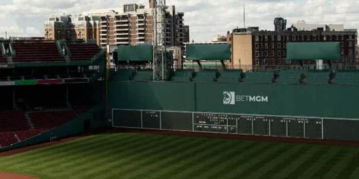 BetMGM's logo on Boston Red Sox's field