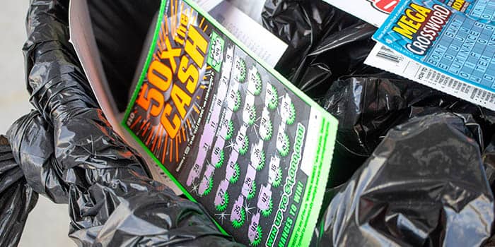 A lottery ticket in the trash