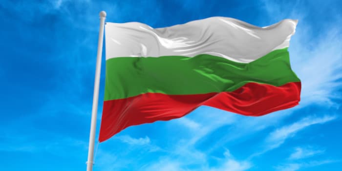 Bulgarian flag waving in the air