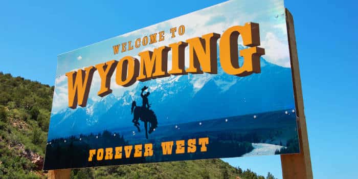 Wyoming's state welcome sign.