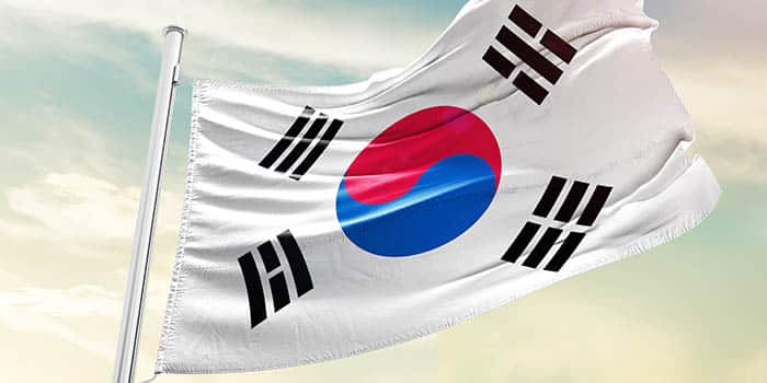 South Korea's national flag flying in the wind.