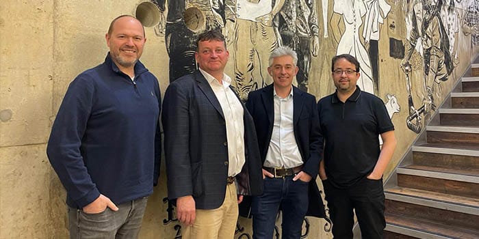 Jogo Global leadership team, left to right: David Marcus (CEO), Simon Collins (Executive Chairman), Patrick Southon (Non Exec Director) and Tiago Luz Pinto (CTO)