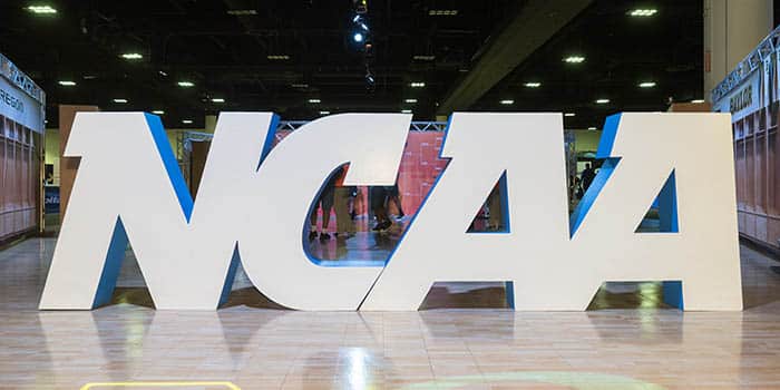 NCAA official league logo as a physical sculpture.