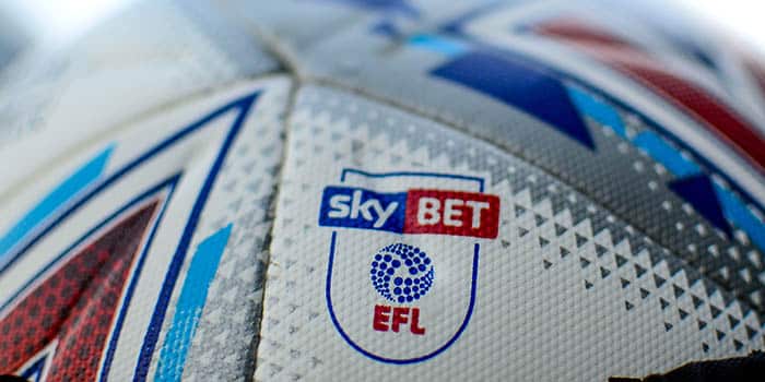 Sky Bet and EFL's logo appear on a soccer ball