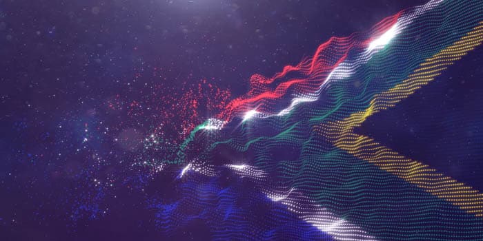 A digital rendition of South Africa's official flag