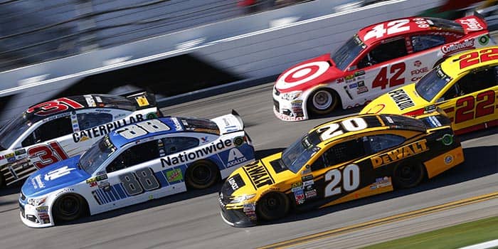 NASCAR cars in the circuit, racing.