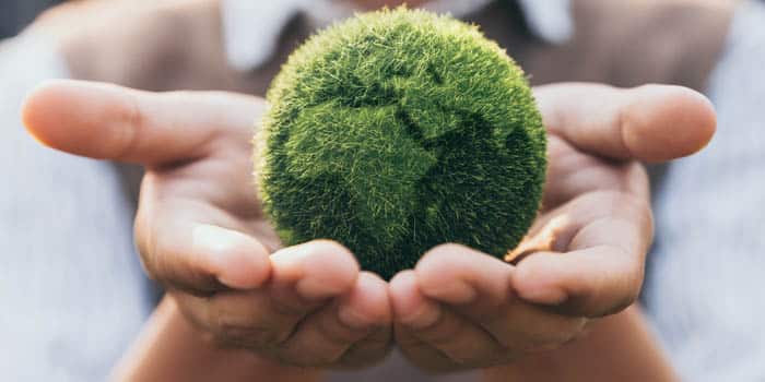 A youth holds a green globe