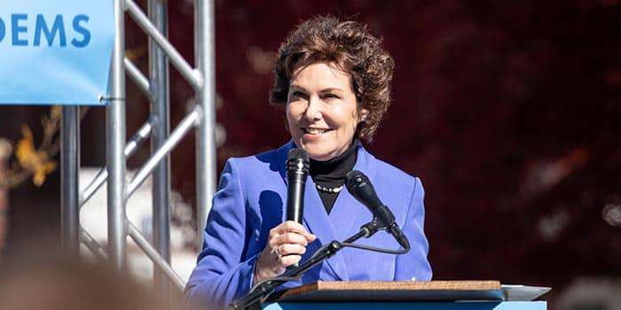 Senator Jacky Rosen at a rally