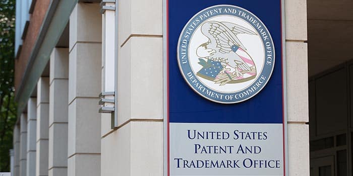 Sign with USPTO's logo