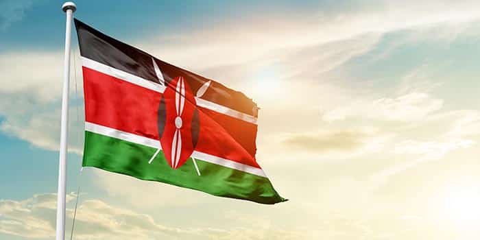 The national flag of Kenya.