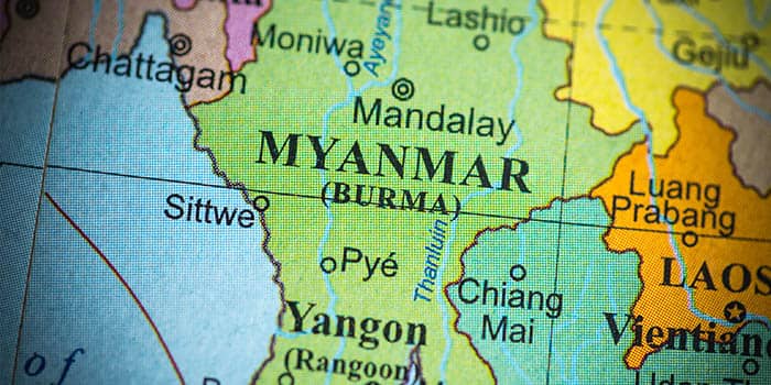 Myanmar on the map