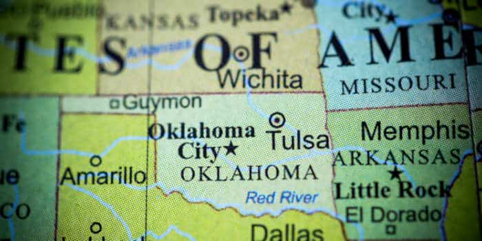 Oklahoma on the map of the United States