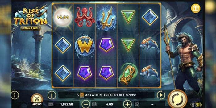 Betsoft's Rise of Triton Hold and Win slot game.