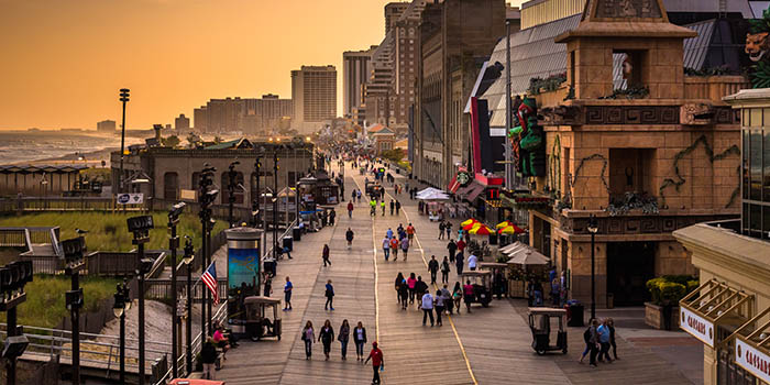 A view of the boardwalk in Atlantic City.