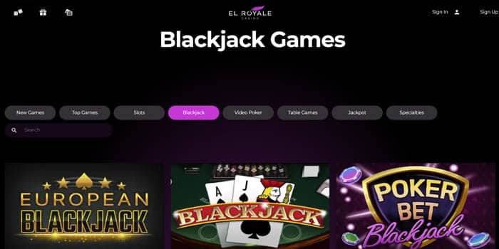 El Royale Casino's blackjack games.