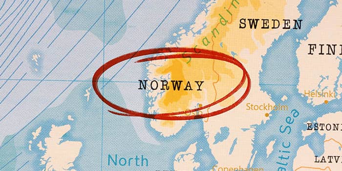 Norway on the map of Europe