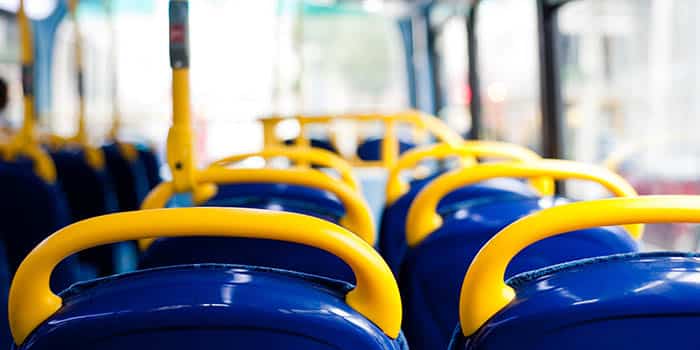 The interior of a bus