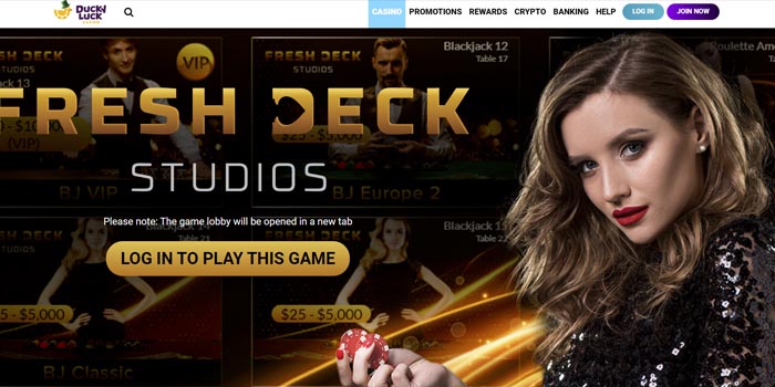 DuckyLuck's Live Casino and baccarat.