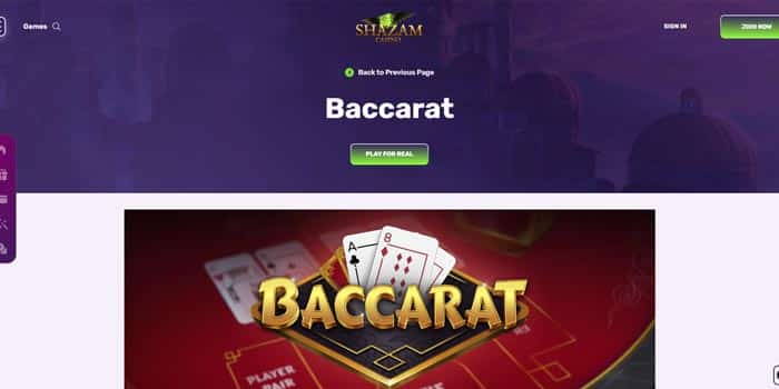 Shazam Baccarat games.