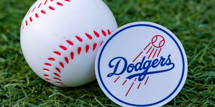 Los Angeles Dodgers logo on a ball