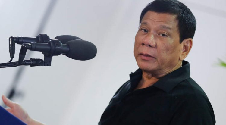 Philippines President Duterte speaking.