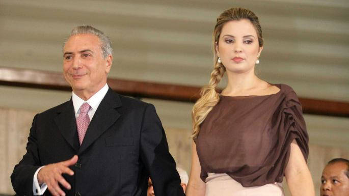 Outgoing Brazilian President Michel Teer and his wife.