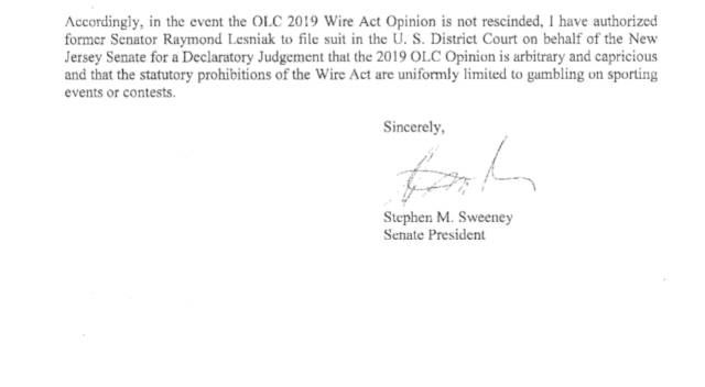 NJ Senate President Stephen Sweeney addressing Deputy Attorney General Rosenstein