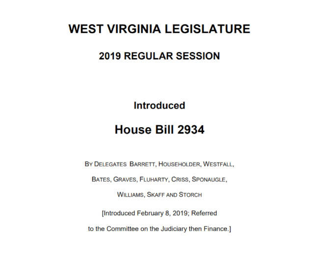 West Virginia H 2934 bill front page.